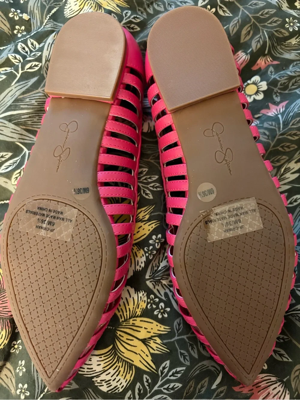 Jessica Simpson Hot Pink Pointed Cutout Flats